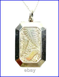 Antique Victorian Silver Hand Engraved Picture Locket Pendant Necklace 11.8g