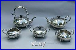 Antique Victorian Silver Plate 5 Piece Hand Engraved Teaset Buckingshire England