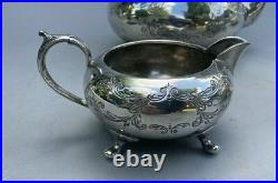 Antique Victorian Silver Plate 5 Piece Hand Engraved Teaset Buckingshire England