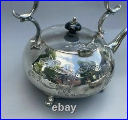 Antique Victorian Silver Plate 5 Piece Hand Engraved Teaset Buckingshire England