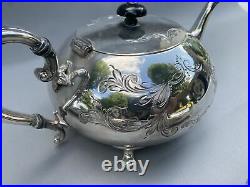 Antique Victorian Silver Plate 5 Piece Hand Engraved Teaset Buckingshire England