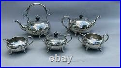 Antique Victorian Silver Plate 5 Piece Hand Engraved Teaset Buckingshire England