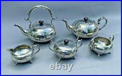 Antique Victorian Silver Plate 5 Piece Hand Engraved Teaset Buckingshire England