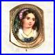 Antique Victorian Silver Portrait Lady Brooch Cameo Choker Pin Hand Painted Rare