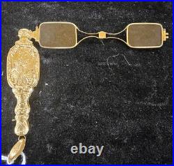 Antique Victorian Solid 18k Gold Opera Glasses Folding Working Condition Rare