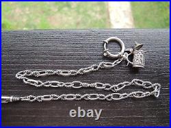 Antique Victorian Solid Silver 800 Watch Chain withfob hand made Germany