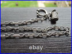 Antique Victorian Solid Silver 800 Watch Chain withfob hand made Germany