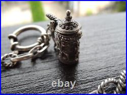 Antique Victorian Solid Silver 800 Watch Chain withfob hand made Germany