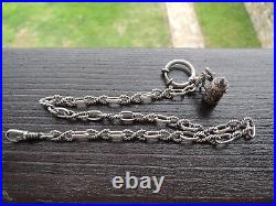 Antique Victorian Solid Silver 800 Watch Chain withfob hand made Germany