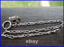 Antique Victorian Solid Silver 800 Watch Chain withfob hand made Germany