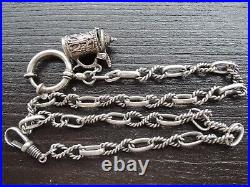 Antique Victorian Solid Silver 800 Watch Chain withfob hand made Germany