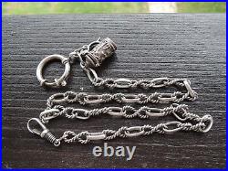 Antique Victorian Solid Silver 800 Watch Chain withfob hand made Germany