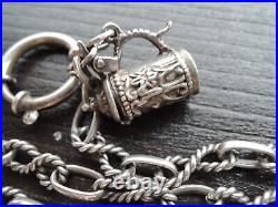 Antique Victorian Solid Silver 800 Watch Chain withfob hand made Germany