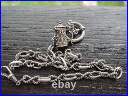 Antique Victorian Solid Silver 800 Watch Chain withfob hand made Germany