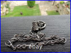 Antique Victorian Solid Silver 800 Watch Chain withfob hand made Germany