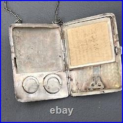 Antique Victorian Sterling Silver Chatelaine Mirror Compact Coin Purse