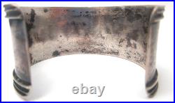 Antique Victorian Sterling Silver Cuff Bangle Bracelet Hand Engraved