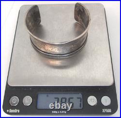 Antique Victorian Sterling Silver Cuff Bangle Bracelet Hand Engraved