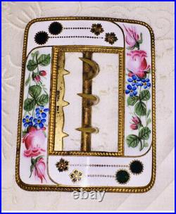 Antique Victorian Sterling Silver Enamel Floral Petite Mourning Brooch Pin