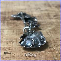 Antique Victorian Sterling Silver Hand and Rose Mourning Brooch 5.35g