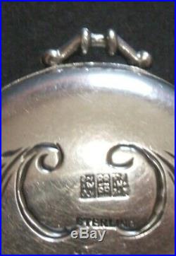 Antique Victorian Sterling Silver Ornate Engraved Locket Pendant Left Hand Open