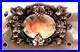 Antique Victorian Sterling Silver Rose Oak Leaf Brooch Hand Painted Ornate Vtg