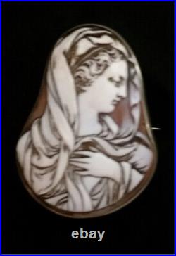 Antique Victorian Sterling Silver Rose Oak Leaf Brooch Hand Painted Ornate Vtg