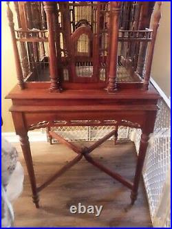 Antique Victorian Style Hand Carved Cathedral Bird Cage