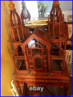 Antique Victorian Style Hand Carved Cathedral Bird Cage