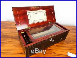 Antique Victorian Swiss Tabletop Music Box Hand Crank Harmony 6 Tunes 1870s 90s