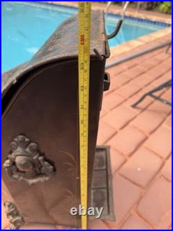 Antique Victorian Toleware Hand Painted Ornate Coal Scuttle Fireplace Ash Bin