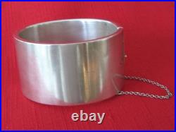 Antique Victorian WIDE Hand Etched Flower Floral Sterling by WRJ Bracelet 65g