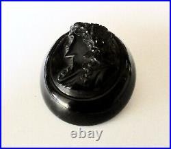 Antique Victorian Whitby Jet Hand-Carved Cameo Pin/Brooch