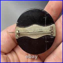 Antique Victorian Whitby Jet Hand Carved Mourning Brooch Pin Cameo Neoclassical