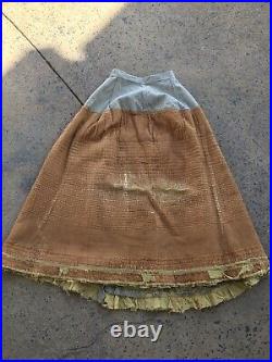 Antique Victorian Wool Hand Quilted Grey Gold Ruffle Petticoat Primitive