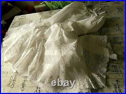 Antique Victorian/edwardian Lace & Hand Embroidered Ladies Petticoat/tiered