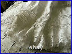 Antique Victorian/edwardian Lace & Hand Embroidered Ladies Petticoat/tiered