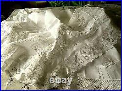 Antique Victorian/edwardian Lace & Hand Embroidered Ladies Petticoat/tiered