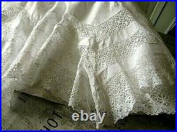 Antique Victorian/edwardian Lace & Hand Embroidered Ladies Petticoat/tiered