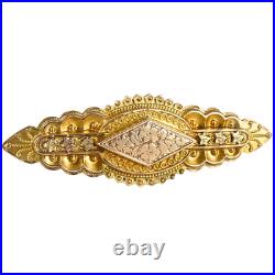 Antique Victorian-era 9ct Gold ETRUSCAN REVIVAL STYLIZED BAR BROOCH, Hallmarked
