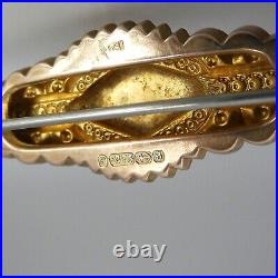 Antique Victorian-era 9ct Gold ETRUSCAN REVIVAL STYLIZED BAR BROOCH, Hallmarked