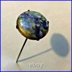 Antique Victorian floral violet hand painted porcelain hat pin