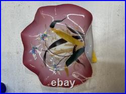 Antique Victorian glass bowl featuring hand-painted floral Image brides bowl