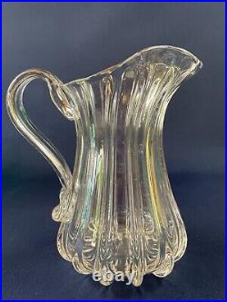 Antique Victorian hand blown clear glass milk pitcher c. 1870-80s