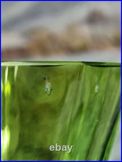 Antique Victorian hand blown emerald green glass vase with pink accents