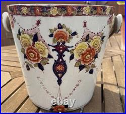 Antique Victorian hand-painted Ironstone fruit cooler English, mid 19th Century