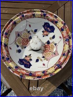 Antique Victorian hand-painted Ironstone fruit cooler English, mid 19th Century