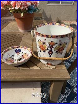 Antique Victorian hand-painted Ironstone fruit cooler English, mid 19th Century