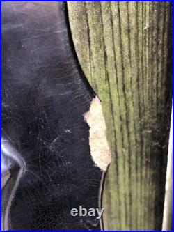 Antique Victorian hand painted paper mache tray Indian elephant & temple ruins