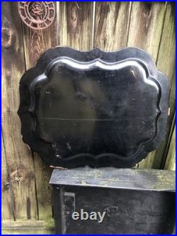 Antique Victorian hand painted paper mache tray Indian elephant & temple ruins